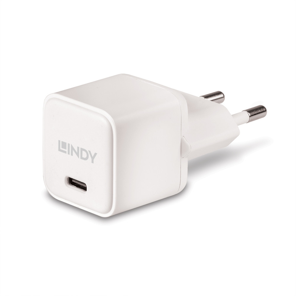 Įkroviklis - LINDY USB Type C GaN Įkroviklis, 20W, Baltas