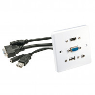 AV Sieninė Plokštė - LINDY Sieninė Plokštė VGA/HDMI/USB/3.5mm Stereo 86x86mm Balta
