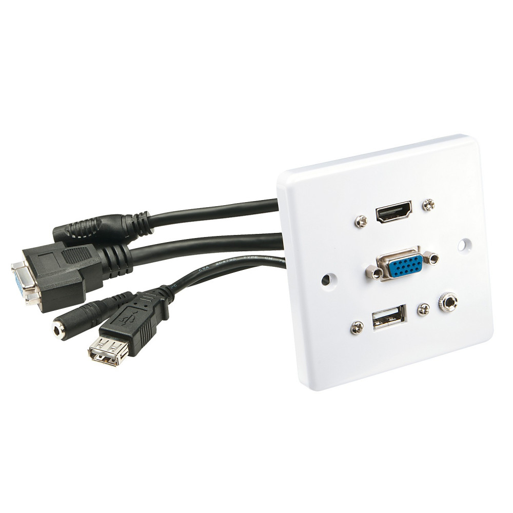 AV Sieninė Plokštė - LINDY Sieninė Plokštė VGA/HDMI/USB/3.5mm Stereo 86x86mm Balta