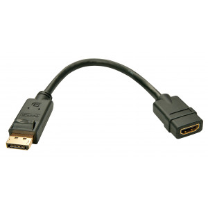 Adapteris - LINDY Display Port 1.2 į HDMI 1.3 Pasyvus Konverteris, 150 mm, Juodas