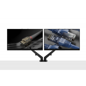 Monitorių Laikiklis - LINDY Dvigubas Laikiklis 2 Monitoriams 17-27", Juodas