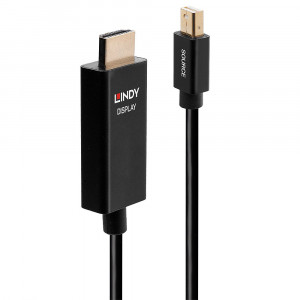 Adapteris - LINDY Mini DisplayPort į HDMI Kabelis, 4096x2160@60Hz, 1 m, Juodas