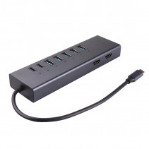 Nešiojamojo Kompiuterio Mini Dokavimo Stotis - LINDY DST-Mini Duo, USB-C Dokas, 2x 4K HDMI, PD 100W, Gigabit Ethernet