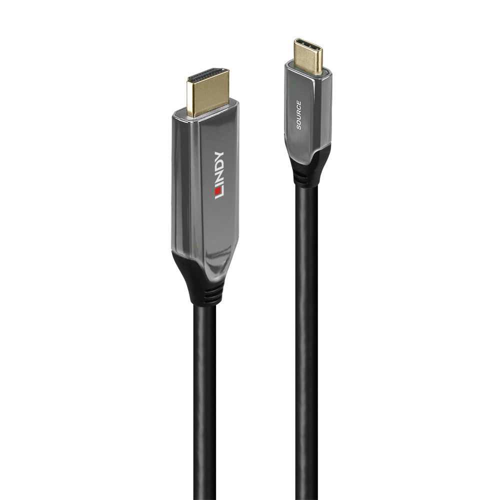 Adapterio Kabelis - LINDY USB Type C į HDMI 8K60 Adapterio Kabelis, 48Gbps, 2 m, Juodas