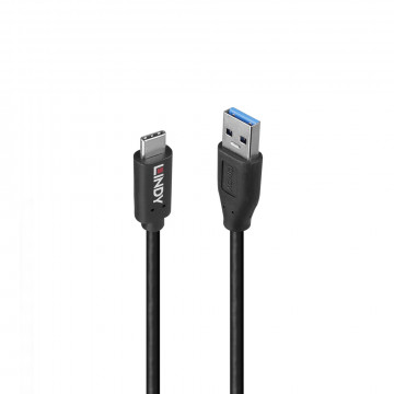 USB kabelis - Lindy 0.5m USB 3.2 Type A to C 10Gbps TPE juodas