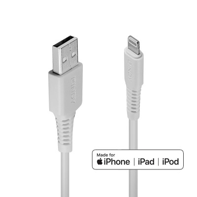 Kabelis - Lindy 2m USB Type A to Lightning Cable, 480Mbps, White