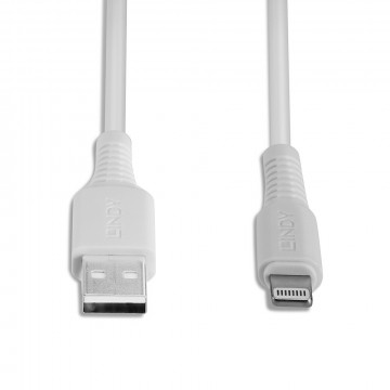 Kabelis - Lindy 2m USB Type A to Lightning Cable, 480Mbps, White