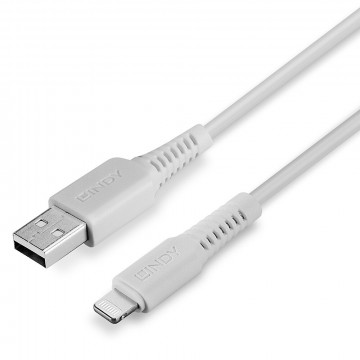 Kabelis - Lindy 2m USB Type A to Lightning Cable, 480Mbps, White