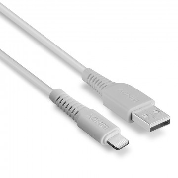 Kabelis - Lindy 2m USB Type A to Lightning Cable, 480Mbps, White