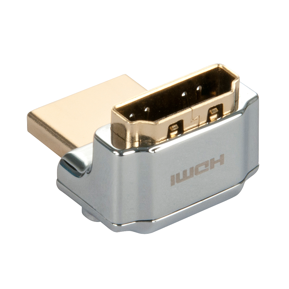 Adapteris - Lindy CROMO HDMI M į HDMI F 90 laipsnių dešinys kampas auksu padengtas