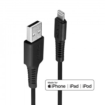 USB Laidas - LINDY USB Type A į Lightning Laidas, M/M, 480Mbps, 1 m, Juodas
