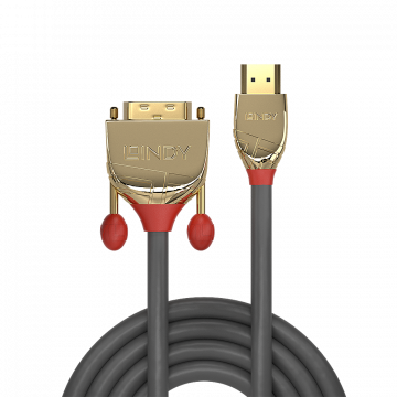 HDMI Laidas - LINDY Gold Line HDMI į DVI-D Laidas, 2 m, Pilkas