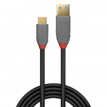 USB Laidas - LINDY Anthra Line USB 3.2 Type A į C Laidas, M/M, 10Gbps, 2 m, Juodas
