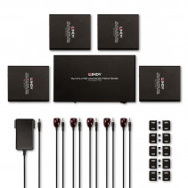 AV Skirstytuvo Prailginimas - LINDY Cat.6 4 Prievadų HDMI 4K60 ir IR Skirstytuvo Prailginimas 70 m, Juodas