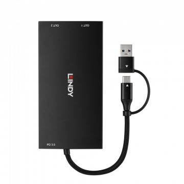 Adapteris - Lindy USB Tipo A/C į Dviejų HDMI 4K60 Keitiklį 100W