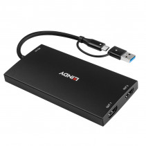 Adapteris - Lindy USB Tipo A/C į Dviejų HDMI 4K60 Keitiklį 100W