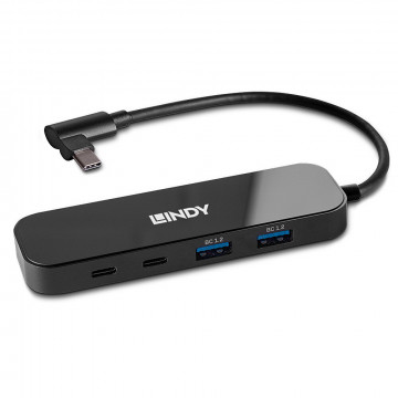 USB Hublis - Lindy 4 Port USB 3.2 Gen 2 Type C Hub 10 Gbps Power Delivery