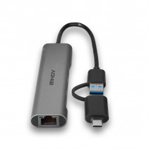 USB Hublis - Lindy USB 3.2 Gen 1 Hublis & Gigabit Ethernet Keitiklis 3 Prievadai Juodas