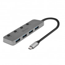 USB Hublis - Lindy 4 Port USB 3.2 Type C Hublis su Įjungimo/Išjungimo Jungikliais Juodas