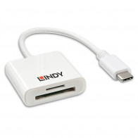 Atminties Kortelių Skaitytuvas - LINDY USB 3.2 Type C SD Kortelių Skaitytuvas, 5Gbps, Baltas