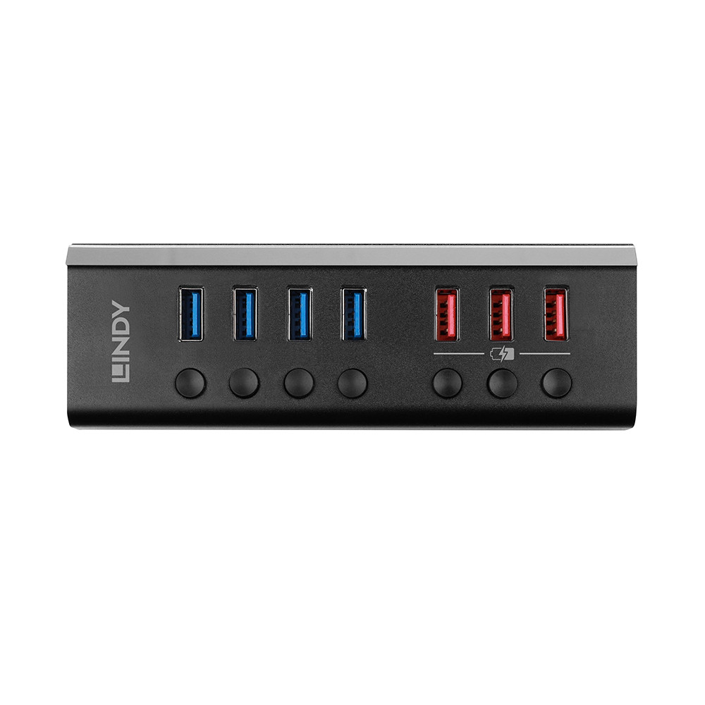 USB Hub - LINDY 4 Prievadų USB 3.0 Hub su 3 Greito Įkrovimo 3.0 Prievadais
