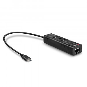 USB Hub - LINDY USB 3.2 Type C Hub, 3 Jungtys, Gigabit Ethernet Konverteris, Juodas