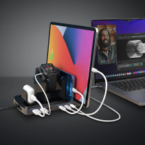 USB Įkrovimo Stotis - LINDY 160W 6 Prievadų Išmanusis Įkroviklis 3A USBType A ir C