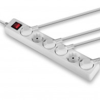 Prailgitnuvas - LINDY 6-jų Schuko Lizdų Prailgintuvas su Jungikliu, 45° Kampu, 1.4 m, Baltas