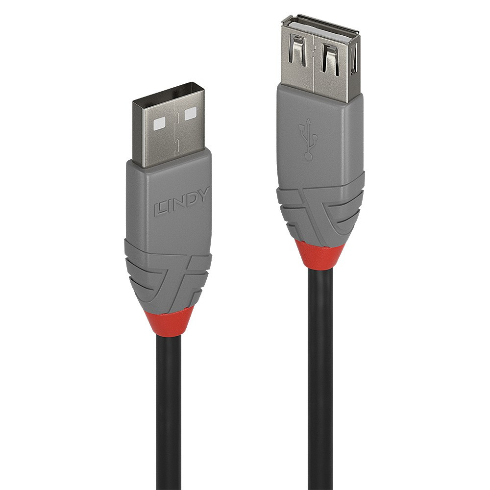 USB Prailginimo Laidas - LINDY Anthra Line USB 2.0 Type M/F Laidas, 1 m, Juodas