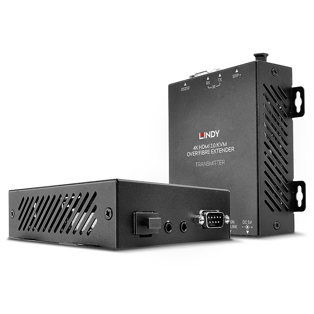KVM Prailginimas - LINDY Šviesolaidinis HDMI 4K60, USB, IR ir RS232 KVM Prailginimas, 300 m, Juodas