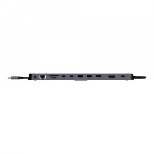 USB C Dokavimo Stotis - LINDY Plugable DST-Mini XT 810 8K/4K60, 100W PD, USB 3.2, Gigabit Ethernet, Pilka