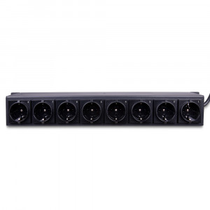 Maitinimo Blokas - LINDY 1.5U 8 Schuko lizdai, PDU, 3500W, 250VAC, 16A, Horizontalus Stovas, Juodas