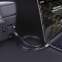 USB Laidas - LINDY Anthra Line USB 3.2 Type C į B Laidas, M/M, 5Gbps, 4.5W, 1 m, Juodas