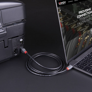 USB Laidas - LINDY Anthra Line USB 3.2 Type C į B Laidas, M/M, 5Gbps, 4.5W, 1 m, Juodas