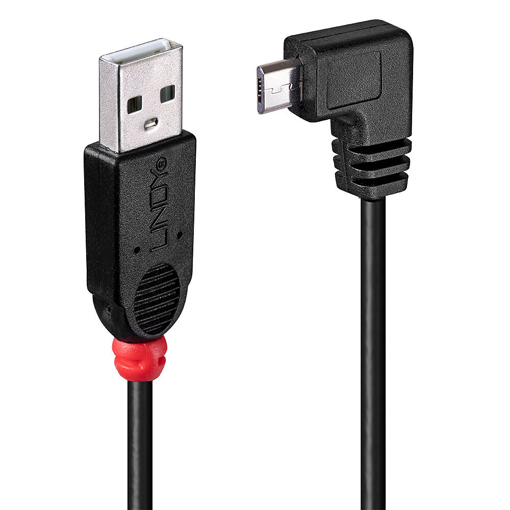USB Laidas - LINDY Type A į Micro-B, 2 m, Dešinės Pusės Jungtis, USB 2.0