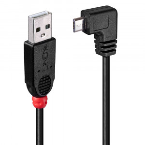 USB Laidas - LINDY Type A į Micro-B, 2 m, Dešinės Pusės Jungtis, USB 2.0