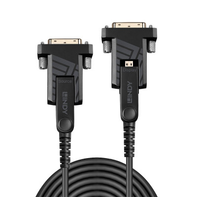 HDMI Laidas - LINDY Šviesolaidinis Hibridinis Micro-HDMI 4K60 Laidas, 18Gbps, Atsparus Micro-HDMI, HDMI, DVI, 40 m, Juodas