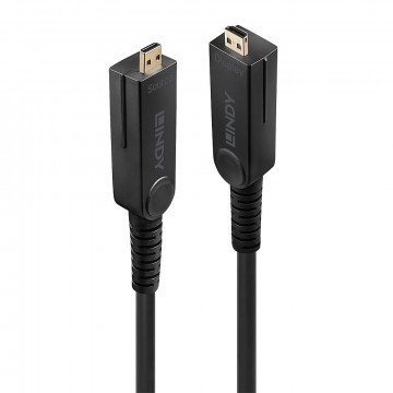 HDMI Laidas - LINDY Šviesolaidinis Hibridinis Micro-HDMI 4K60 Laidas, 18Gbps, Atsparus Micro-HDMI, HDMI, DVI, 40 m, Juodas