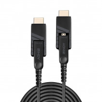 HDMI Laidas - LINDY Šviesolaidinis Hibridinis Micro-HDMI 4K60 Laidas, 18Gbps, Atsparus Micro-HDMI, HDMI, DVI, 40 m, Juodas