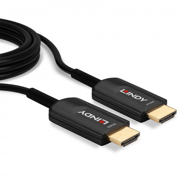 HDMI Laidas - LINDY Šviesolaidinis Hibridinis HDMI Kabelis, Ultra Didelės Spartos, 8K60, 48Gbps, 15 m, Juodas