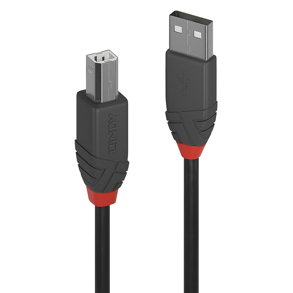 USB Laidas - LINDY Anthra Line USB 2.0 Type A į B Laidas, 7.5 m, Juodas
