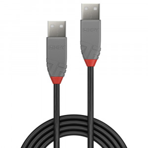 USB Laidas - LINDY Anthra Line USB 2.0 Type A į A Laidas, M/M, 5 m, Juodas