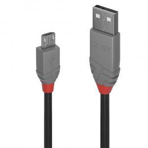 USB Laidas - LINDY Anthra Line USB 2.0 Type A į Micro-B Laidas M/M, 5 m, Juodas
