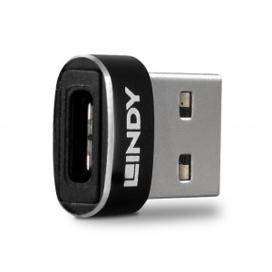 Adapteris - LINDY USB 2.0 Žemo Profilio Type A į Type C Adapteris, 480 Mbps, Juodas