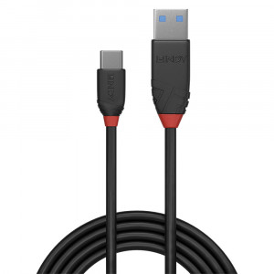 USB Laidas - LINDY Black Line USB 3.2 Type A į C Laidas M/M, 10Gbps, 1.5 m, Juodas
