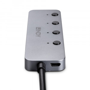 USB Hub - LINDY 4 Prievadų USB 3.0 Hub su Maitinimo/Išjungimo Jungikliais, 5 Gbps, Type A