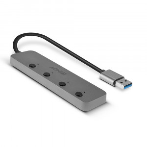 USB Hub - LINDY 4 Prievadų USB 3.0 Hub su Maitinimo/Išjungimo Jungikliais, 5 Gbps, Type A