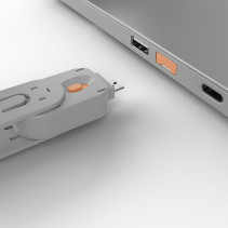 USB Prievado Blokatorius - LINDY USB A Prievado Blokatorius, 4 vnt + USB Type A Prievadai su Raktu, Oranžinis