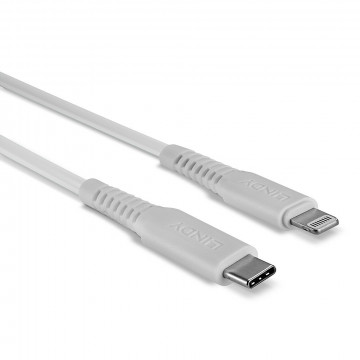 USB Laidas - LINDY USB Type C į Lightning, 0.5m, 480Mbps, Baltas
