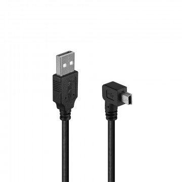 USB Laidas - LINDY Type A į Mini-B, 2 m, 90 laipsnių dešinysis kampas, USB 2.0